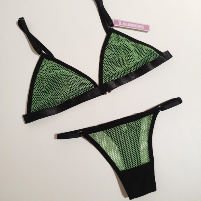 • conjunto brallete tela verde •